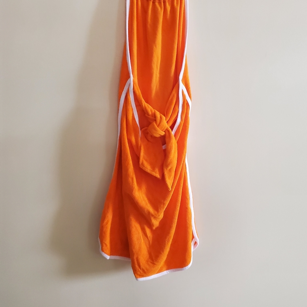 Urban Outfitters Halter Tied Mini Terry Towel Orange Retro Style Dress Size L - Picture 7 of 10